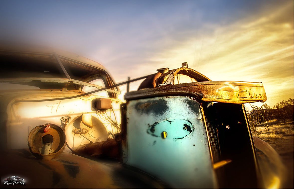 1940s Chevrolet truck in the desert Derelict. Russ Thorne
