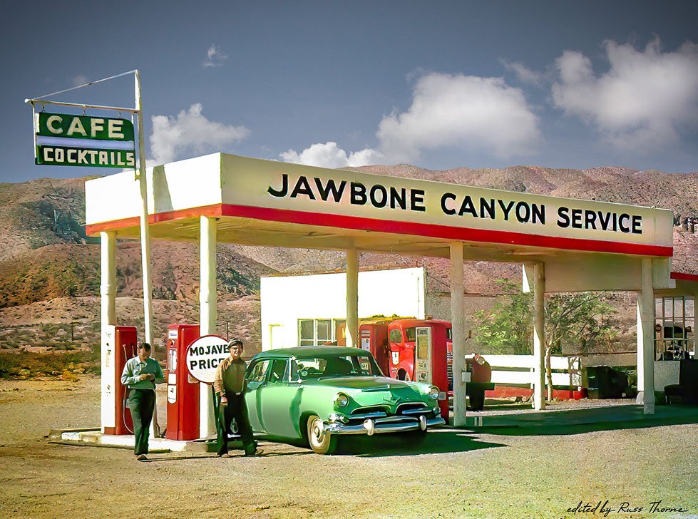 Jawbome Canyon Service station near Mojave, California